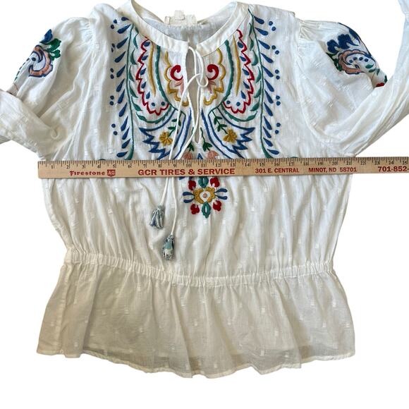 Forever That Girl for Anthropologie Peasant Blouse Shirt Size XL White Cotton - Picture 8 of 12